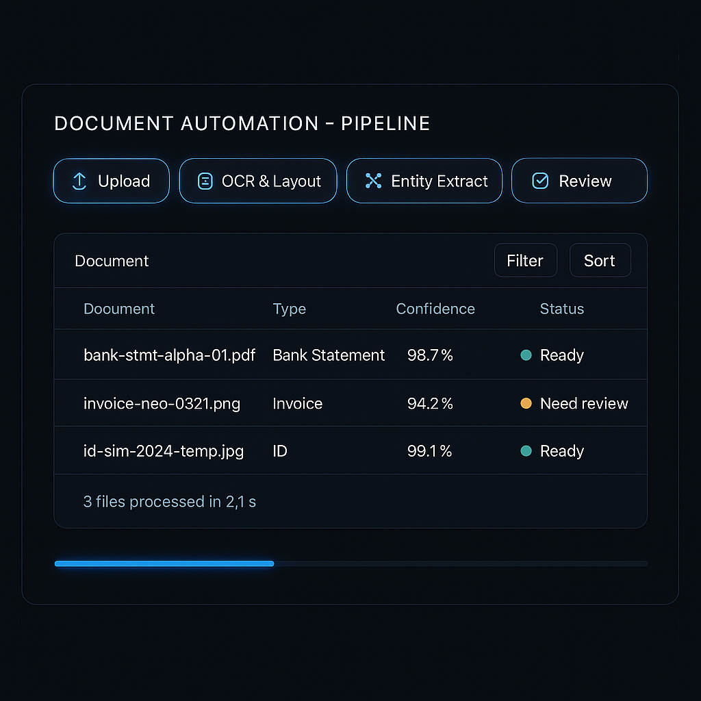 Illustration of an OCR-based intelligent document recognition system interface
